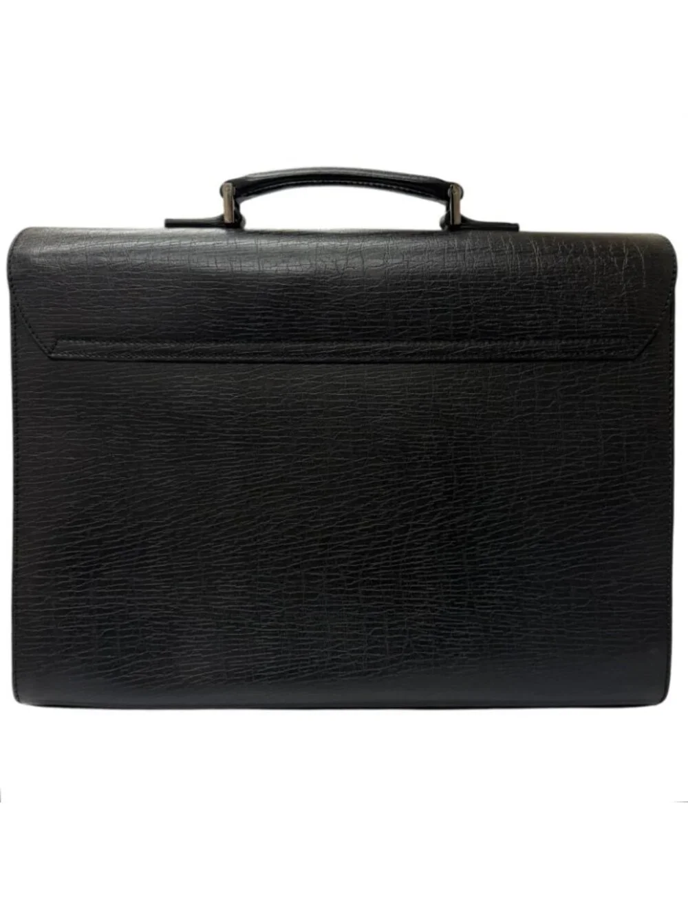 Gucci Vintage Leather Flap Type Business Briefcase Black